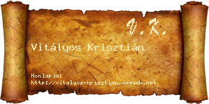 Vitályos Krisztián névjegykártya